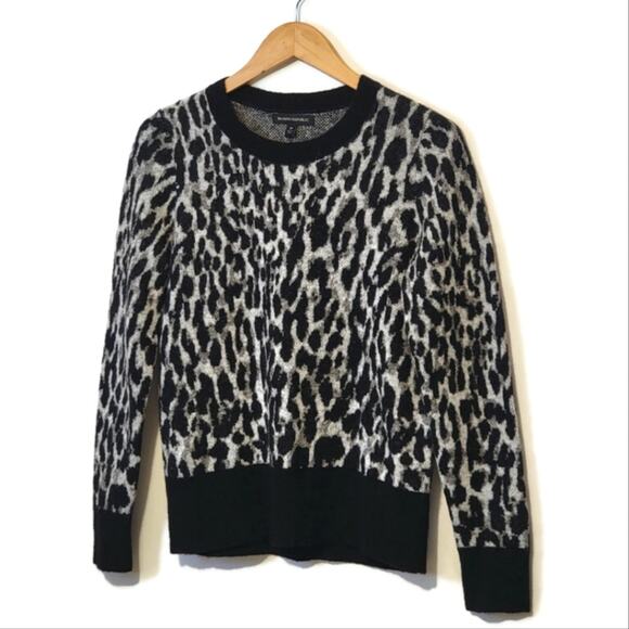 Banana Republic Leopard Print Wool Alpaca Crewneck Long Sleeve Sweater Size M - Picture 6 of 14
